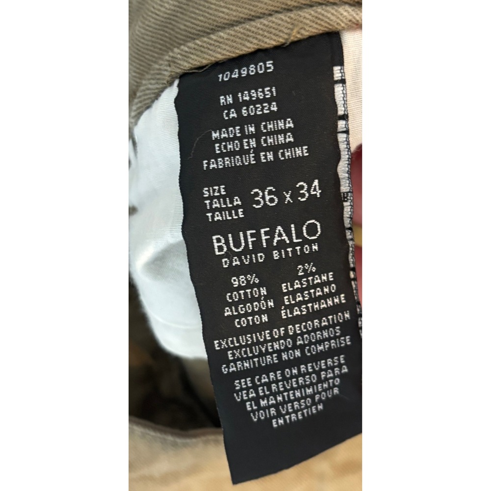 Buffalo David Bitton Sam-X Slim Straight Stretch Khaki Pants Mens 36x34 Tan - Picture 3 of 4